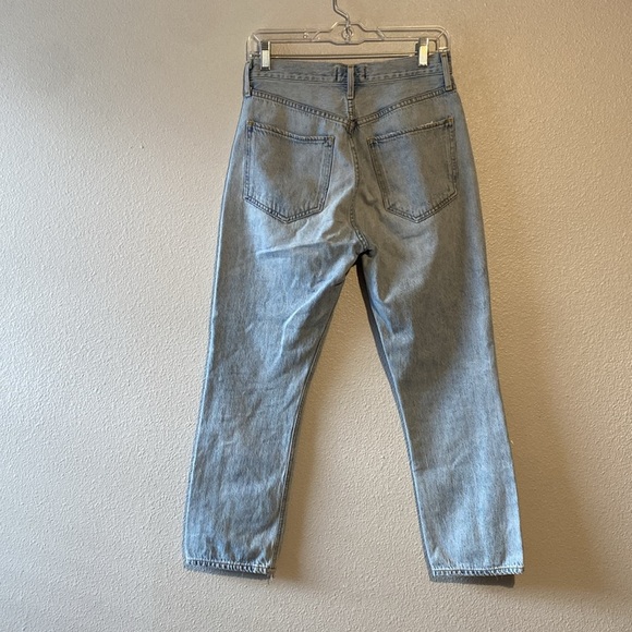 AGOLDE Riley Light Wash Distressed High Rise Straight Cropped Jeans - Picture 4 of 9